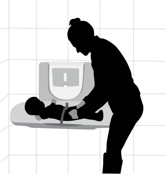 Vector illustration of Baby Change Table In Public Wahsroom