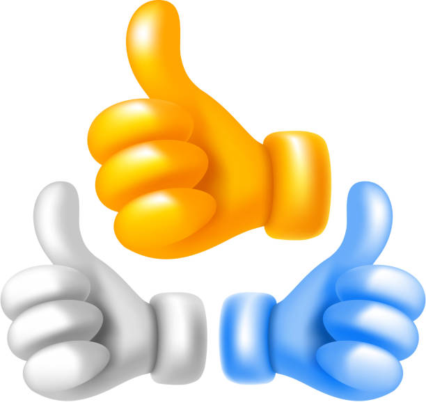 Thumb up set Gesture of thumb up set. Realistic vector illustration. thumbs up 3d stock illustrations