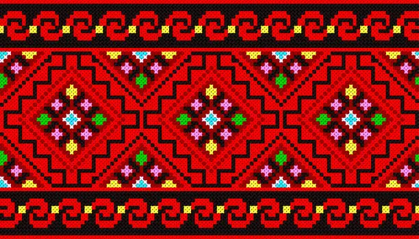 Vector illustration of Embroidered cross-stitch pattern Palestinian national illustration