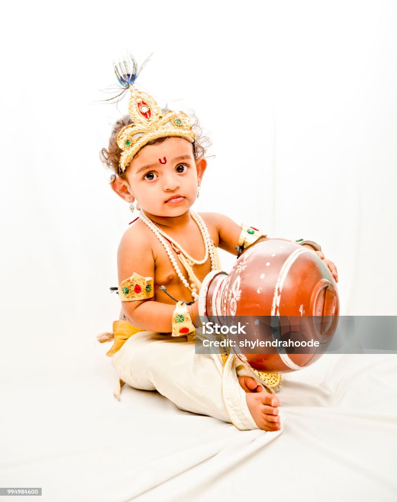 Little Girl In Krishna Dress Stock Photo - Download Image Now ...