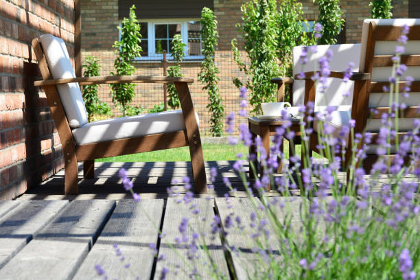 istock Lavender in the backyard garden terrace. Provence style tea time 995002780