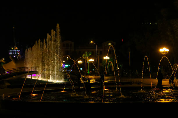 istock Singing and dancing fountains on Batumi boulevard at night 995008452