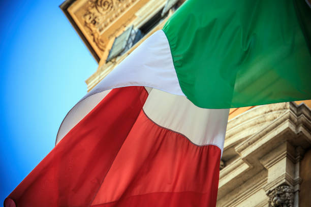Flag of Italy Flag of Italy in Rome embassy photos stock pictures, royalty-free photos & images