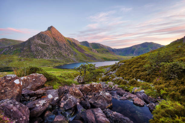 snowdonia-nationalpark in nord-wales im juni 2018 - wales mountain mountain range hill stock-fotos und bilder