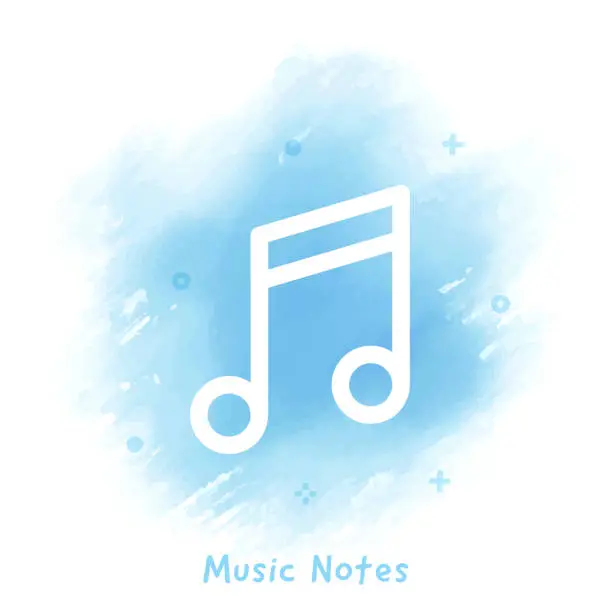 Vector illustration of Music Notes Line Icon Watercolor Background