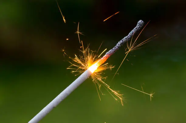 Close up of a lit sparkler