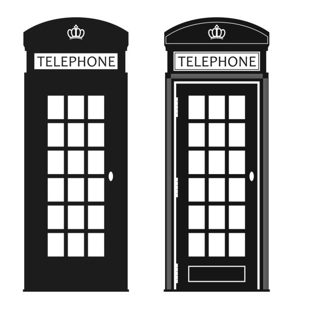 런던 거리 전화 부스 벡터 - telephone booth stock illustrations