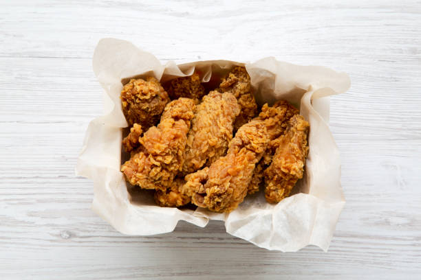 istock From above, fried chicken wings. Top view, overhead. Close-up. 995076378
