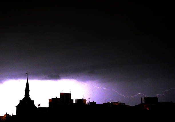 istock Lightning and thunder in the city at night 995105090