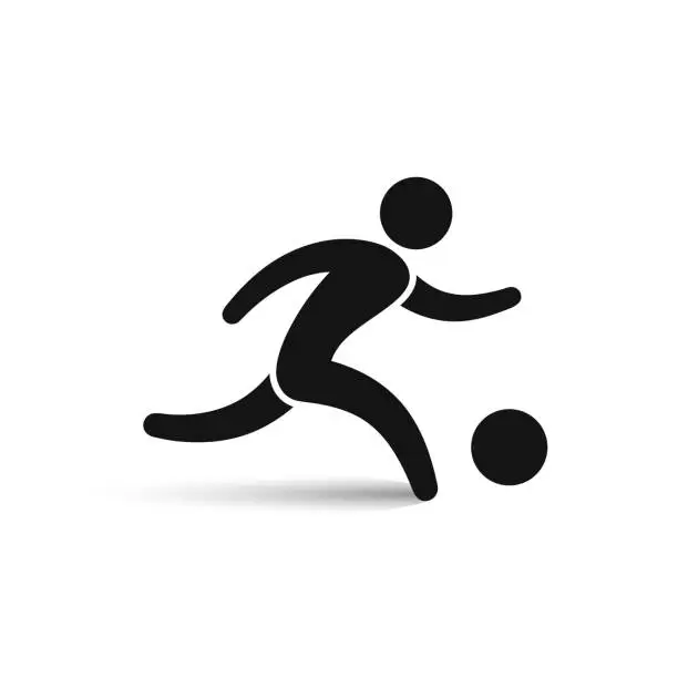 Vector illustration of Soccer player icon outline symbol, vector isolated running football player.