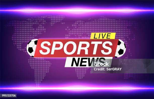 Background Screen Saver On Soccer Sports News Sports News Live On World Map Background Stock Illustration - Download Image Now