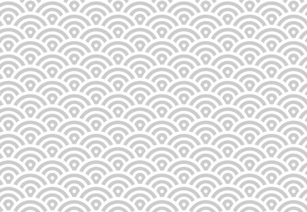 Seamless Retro Asian Background Pattern Seamless circles retro pattern. seigaiha stock illustrations
