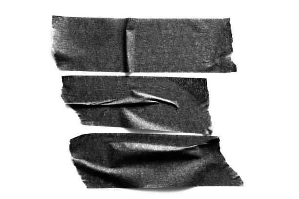 istock Set of black tapes on white background. Torn horizontal and different size black sticky tape, adhesive pieces. 995155864