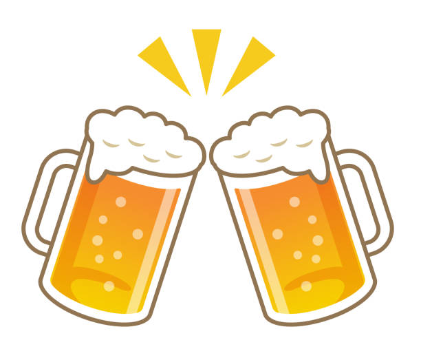 ilustrações, clipart, desenhos animados e ícones de cheers com cerveja - alcohol isolated white white background
