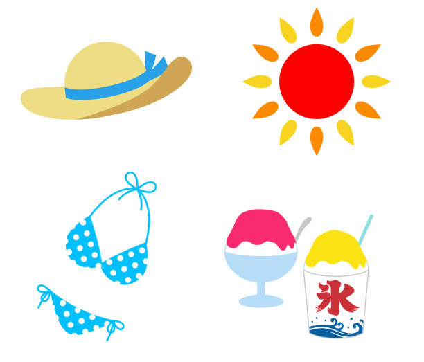 ilustrações de stock, clip art, desenhos animados e ícones de summer sea in japan_icon set - travel simplicity multi colored japanese culture