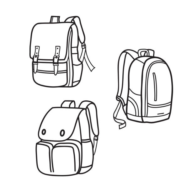 school bag outline vector illustrations hand drawn style satchel bag stock illustrations