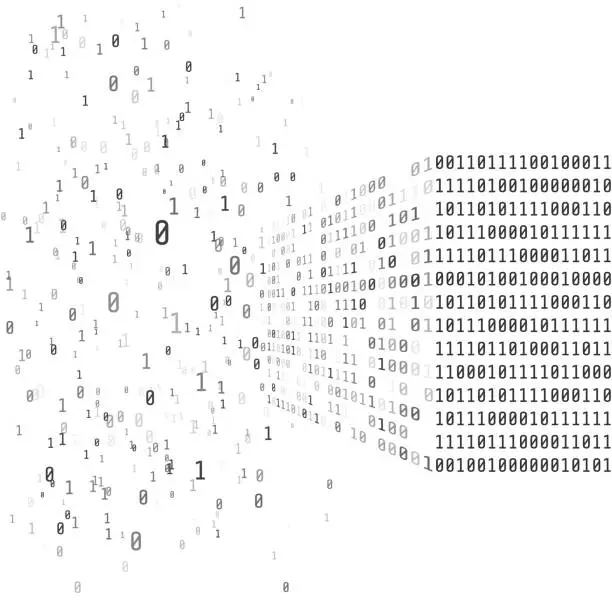 Vector illustration of Big data concept. Binary matrix code. Artificial intelligence smart system. Process of sorting data from chaos into an ordered system. Search decision. Vector illustration