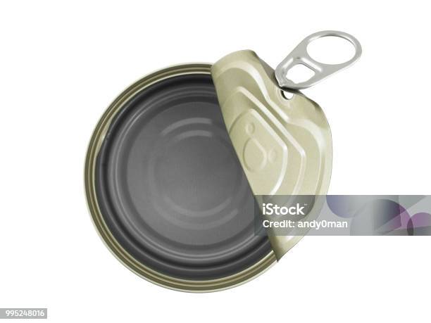 Aluminum Can Open And Empty Isolated On White Background Stock Photo - Download Image Now