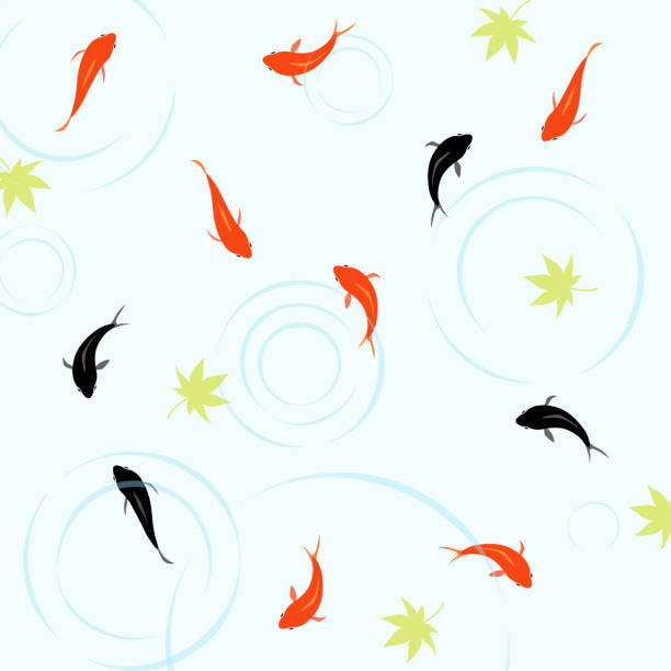 goldfisch und ein ahorn-muster - stipes stock-grafiken, -clipart, -cartoons und -symbole