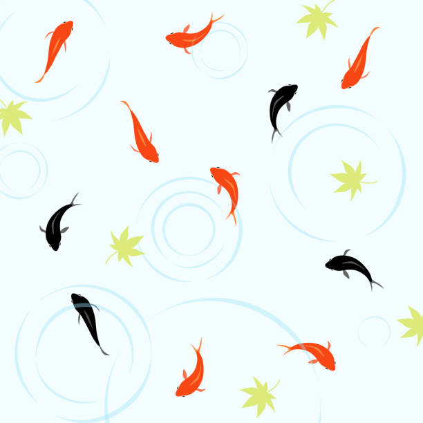 金魚とメープルのパターン - 日本　祭り点のイラスト素材／クリップアート素材／マンガ素材／アイコン素材