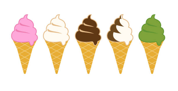 illustrations, cliparts, dessins animés et icônes de jeu d’icônes de crème douce - soft serve ice cream