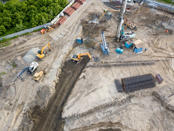istock The top view of the construction site at the initial stage 995273504