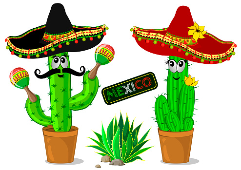 Ilustración de Dos Dibujos Animados De Cactus En Sombrero Mexicano Con Maracas Divertidos Cactus Con Bozales En Macetas y más Vectores Libres de Derechos de Cactus - iStock Ilustración de Dos Dibujos Animados De Cactus En Sombrero Mexicano Con Maracas Divertidos Cactus Con Bozales En Macetas y más Vectores Libres de Derechos de Cactus - iStock