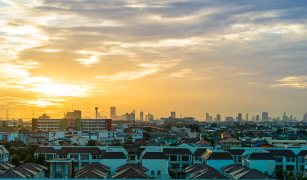 istock Cityscape and sunset  at evening time 995282342