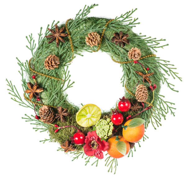 istock Christmas wreath decoration isolated 995288132