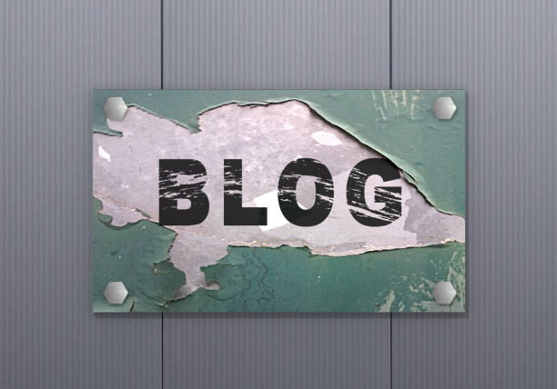 istock old sign with the text blog hangs on a wall. 995298692