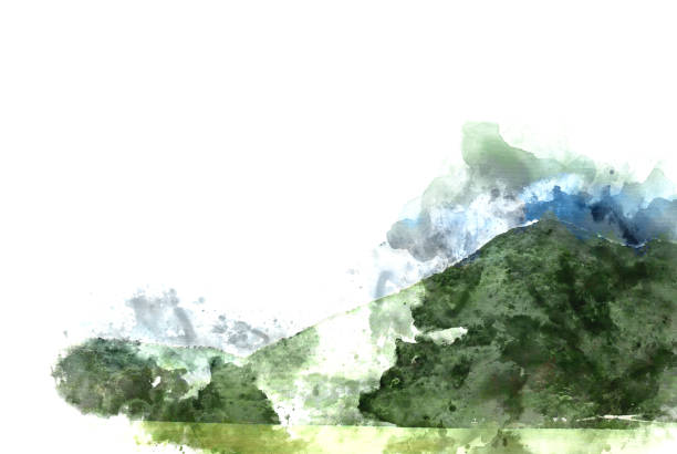 istock Abstract Mountain hill on watercolor painting background. 995298884