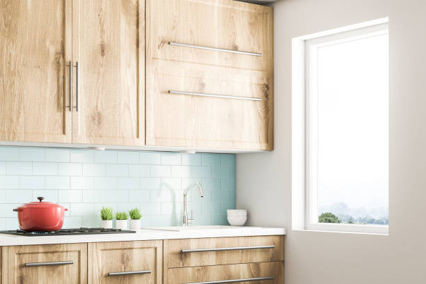 istock White wooden Scandi style kitchen corner close up 995298936