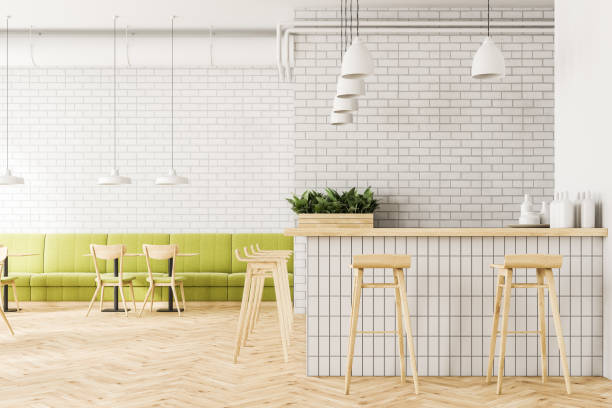 istock Industrial style cafe interior, flower beds bar 995301716