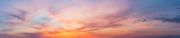 Colorful sunset twilight sky Colorful purple sunset twilight evening sky. High-resolution stitch panorama image. panoramic stock pictures, royalty-free photos & images