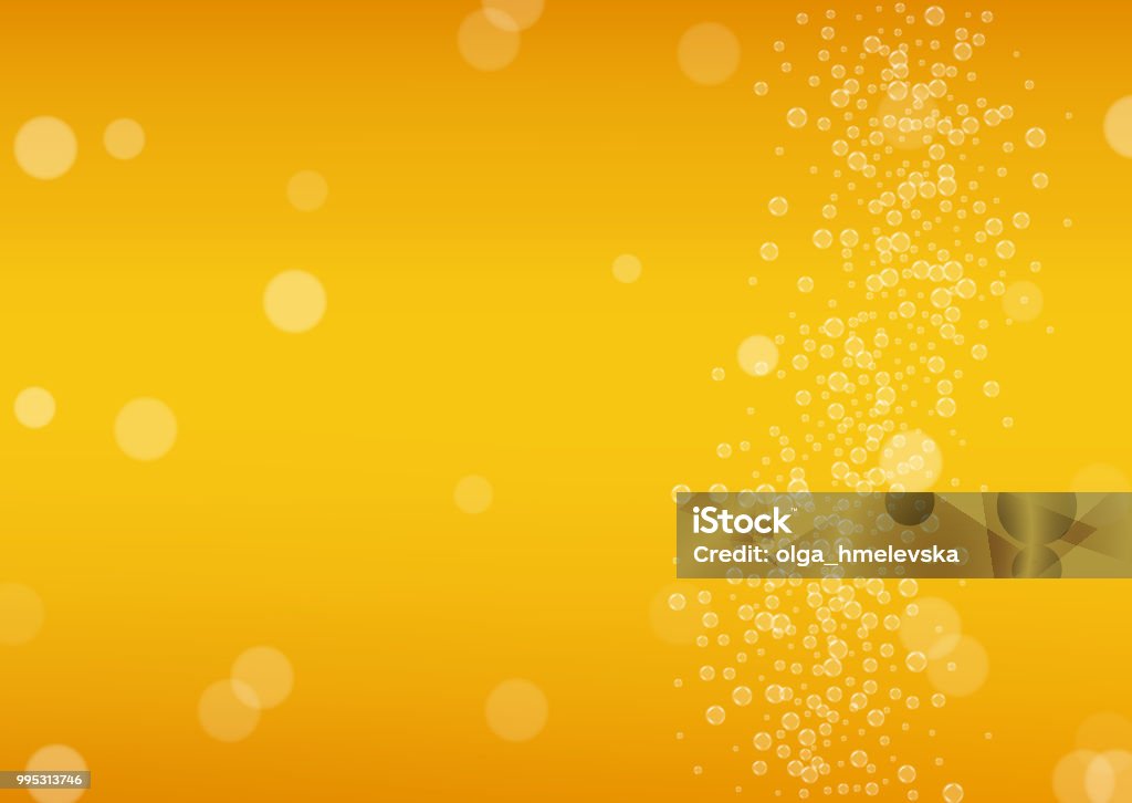 Beer background with realistic bubbles. Beer background with realistic bubbles.  Cool beverage for restaurant menu design, banners and flyers.  Yellow horizontal beer background with white foam. Cold glass of ale for brewery design. Bubble stock vector