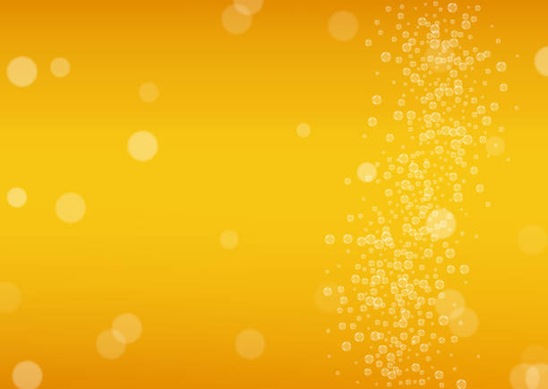 Beer background with realistic bubbles. Beer background with realistic bubbles. Cool beverage for restaurant menu design, banners and flyers. Yellow horizontal beer background with white foam. Cold glass of ale for brewery design. background of a cheers beer mugs stock illustrations