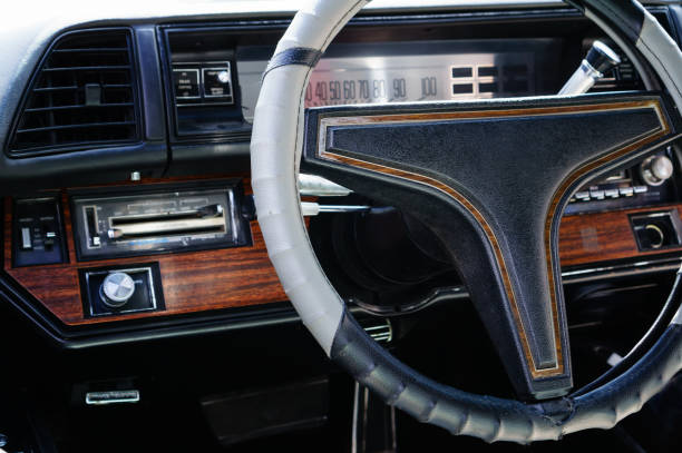 istock Interior of a classic vintage car 995316390