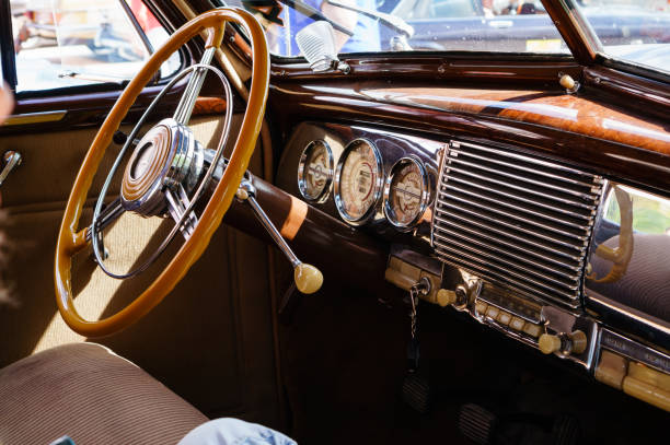 istock Interior of a classic vintage car 995316644