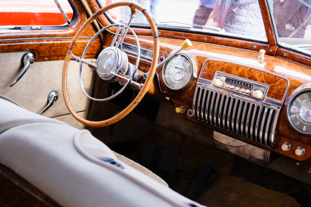 istock Interior of a classic vintage car 995316796