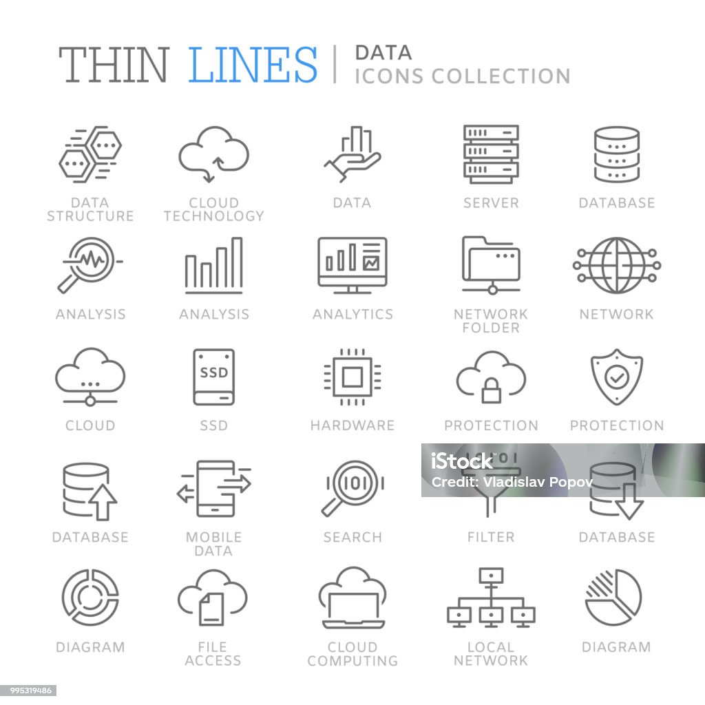 Sammlung von Daten Zeile icons - Lizenzfrei Icon Vektorgrafik