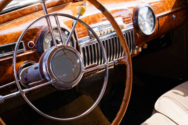 istock Interior of a classic vintage car 995320166