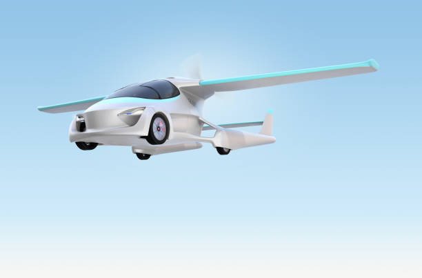 istock Futuristic autonomous car flying in the sky 995320248