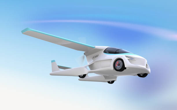 istock Futuristic autonomous car flying in the sky 995320290