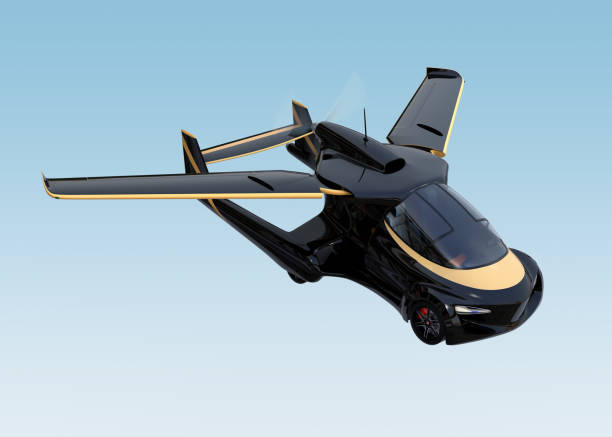 istock Futuristic autonomous car flying in the sky 995322468
