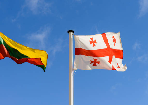 istock flags of Georgia and Lithuania 995329398