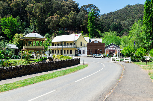 Walhalla, Australia - October 18, 2015: the vintage style Star Hotel was built in 1998 and offers accommodation in the historic former mining town of Walhalla in Gippsland.