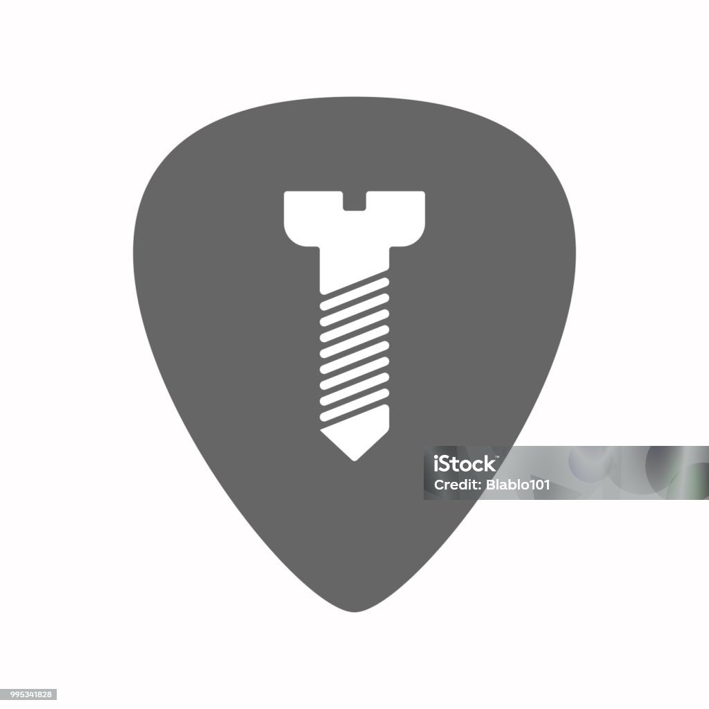 Isolated guitar plectrum with a screw Illustration of an isolated guitar plectrum with a screw Guitar stock vector