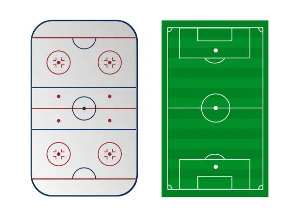 Vector illustration of Ice hockey and soccer or football vector field
