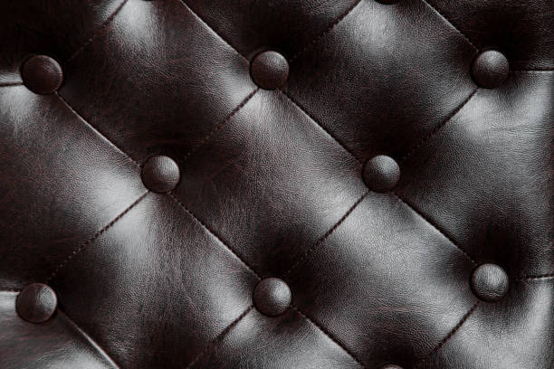 istock Elegant black leather texture of armchair with buttons for pattern and background. 995346170