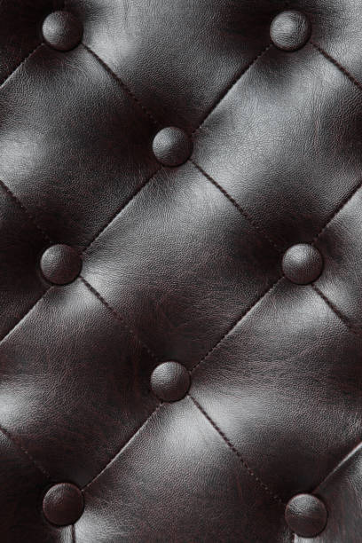 istock Elegant black leather texture of armchair with buttons for pattern and background. 995348276